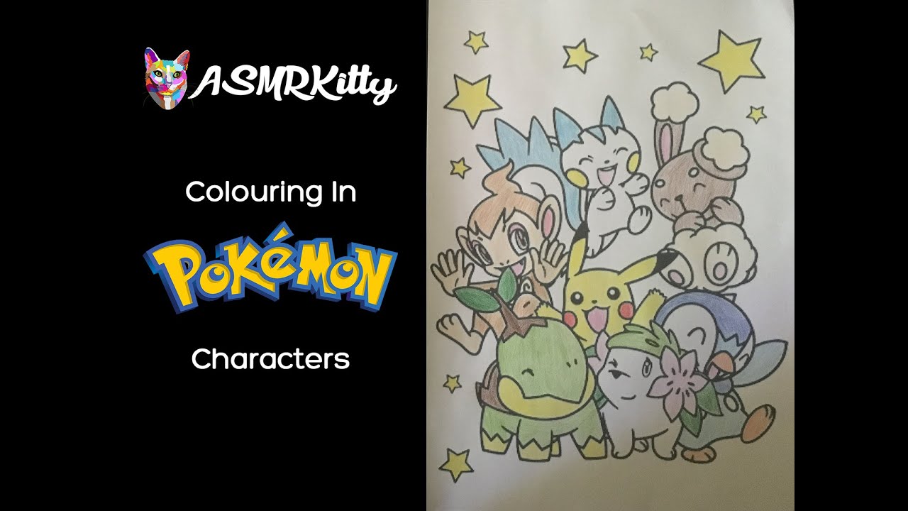 ASMR-Colouring-In-Pokemon-Characters-pencils-drawing-sharpening-silent-no-talking