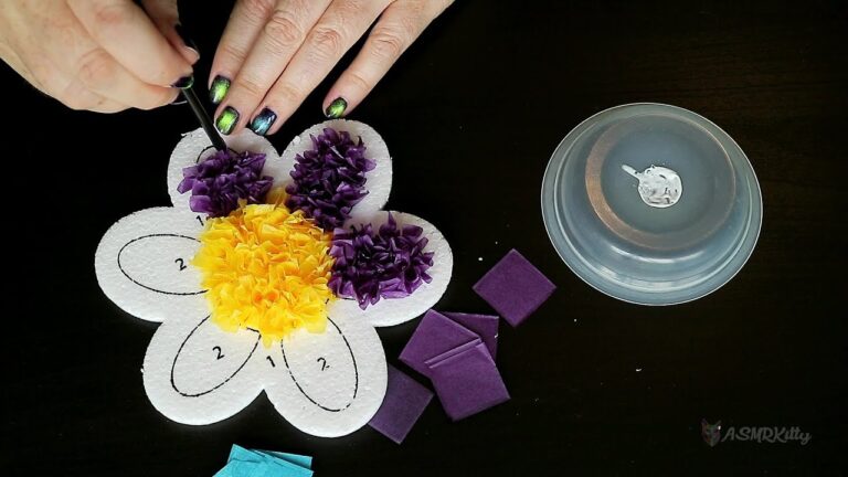 ASMR-Making-a-Tissue-Paper-Flower-Art-Craft-close-up-no-talking