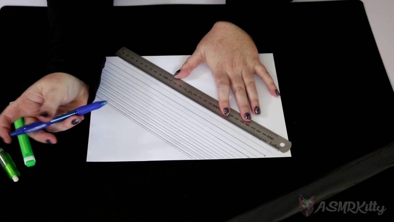 ASMR-Ruler-and-Drawing-with-Pencil-Pen-Highlighter-silent-no-talking